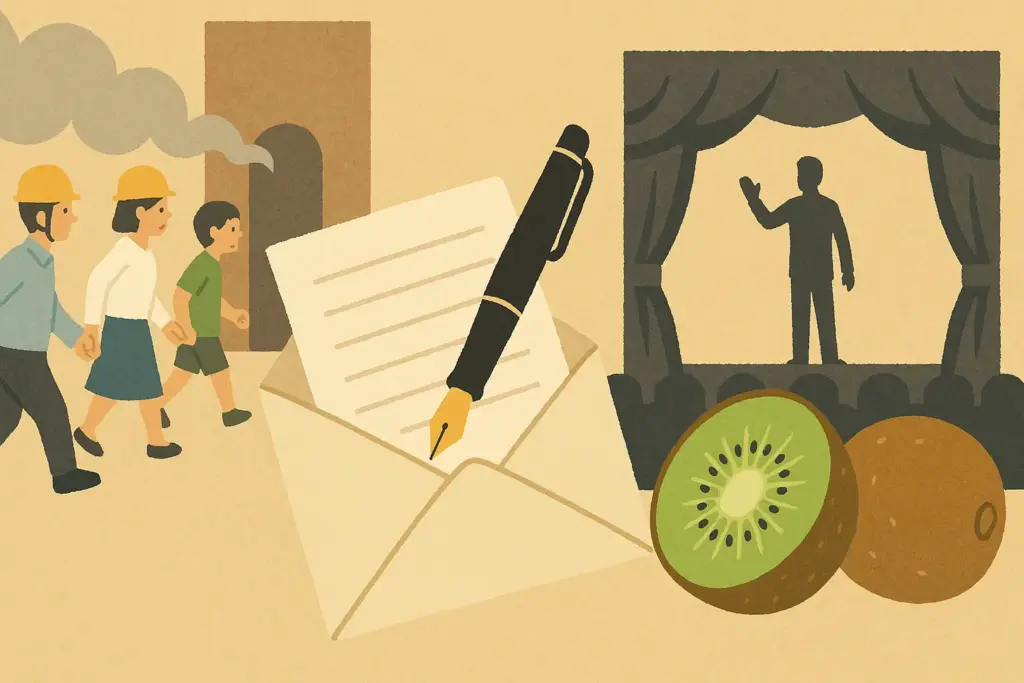 9月1日の防災の日や世界手紙の日、キウイの日を組み合わせた記念日イラスト