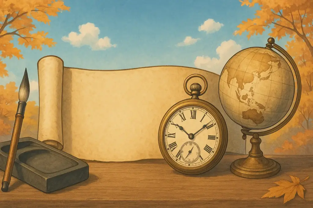 9月19日の記念日を象徴する挿絵。印鑑と筆文字、海賊帽、国旗モチーフを描き歴史とユーモアを表現したイラスト